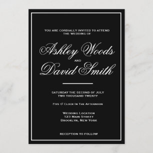 Klassisches elegantes Schwarzweiss-Skript Einladung