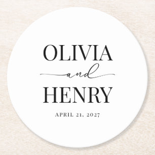 Klassisches, elegantes Script-Hochzeit-Probe-Dinne Runder Pappuntersetzer
