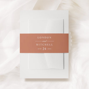 Klassisches Elegantes Terrakotta-Orangen-Hochzeits Einladungsbanderole