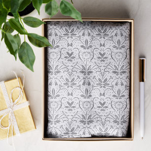 Klassisches Elegantes Vintage Grau Blumenmuster Seidenpapier