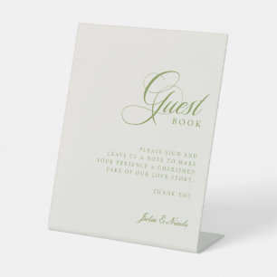 Klassisches Elfenbein Grün Gästebuch Hochzeitsschi Sockelschild