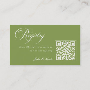 Klassisches Elfenbein Grün QR Code Hochzeitswunsch Begleitkarte