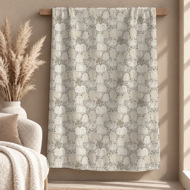 Klassisches Elfenbein Hellbraun Boho-Decken-Design Fleecedecke (Classic Ivory Light Brown Boho Blanket Design Art)