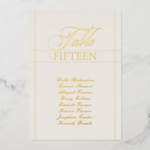 Klassisches Elfenbein-Rand-Hochzeitstisch-Nummerns Folieneinladung