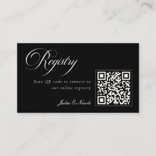 Klassisches Elfenbein-Schwarz-QR-Code-Hochzeitsreg Begleitkarte