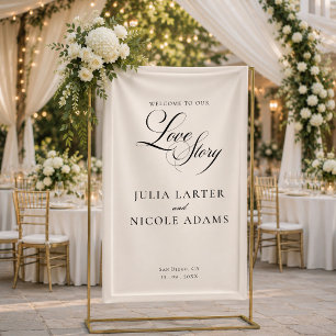 Klassisches Elfenbein-Schwarz-Willkommens-Hochzeit Banner