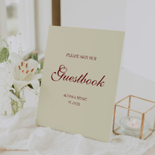 Klassisches Elfenbein-Script "Bitte unterschreiben Sockelschild