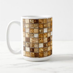 Klassisches Erdtöniges Quadratisches Mosaikfliesen Kaffeetasse