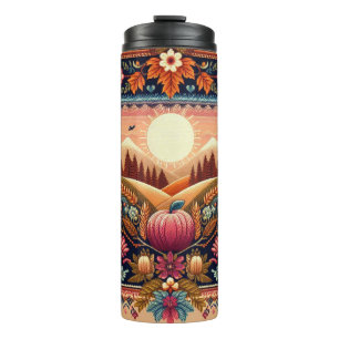 Klassisches Fair Isle Herbst Thermosbecher