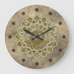Klassisches farbenfrohes Mandala Indien Stil 4 Große Wanduhr