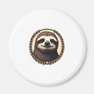 Klassisches Faultier Gravur Natur-Shirt (1) Magnet