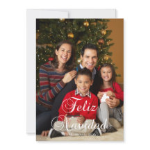 Klassisches Feliz Navidad Kalligrafie Familienfoto