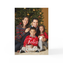 Klassisches Feliz Navidad Kalligrafie Familienfoto