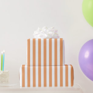 Klassisches, feminin-pastellfarbenes Oranges Strei Geschenkpapier