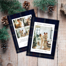 Klassisches Festliches Navy Karo 5 Foto Weihnachte