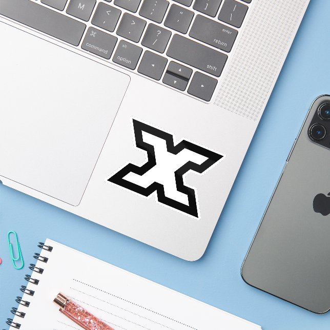 Klassisches fettes X-Monogramm Aufkleber (Laptop mit iPhone)