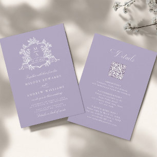 Klassisches Florales Wappen Lavendel Hochzeit Alle Einladung