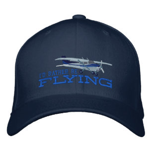 Klassisches Flugzeug Cessna Ich wäre lieber am Fli Bestickte Baseballkappe