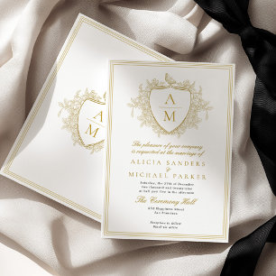 Klassisches formelles elegantes goldenes Monogramm Einladung
