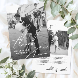 Klassisches formelles Hochzeitsfoto Dankeskarte