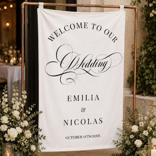 Klassisches formelles Hochzeitswillkommensschild Banner
