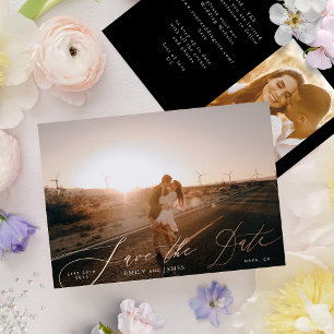 Klassisches Foto Die Hochzeit Rose Gold Save The D Folieneinladung