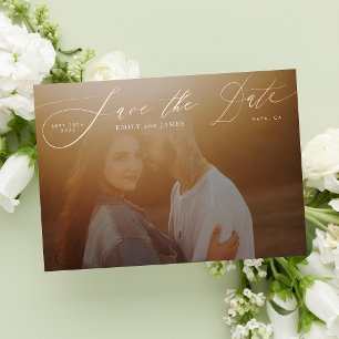 Klassisches Foto Die Hochzeit Rose Gold Save The D Folieneinladung