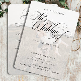 Klassisches Foto Elegant in einem QR-Code Hochzeit Einladung