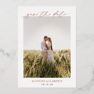 Klassisches Foto Elegante Hochzeit Merken Sie sich Folieneinladung