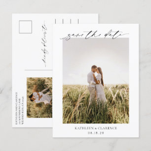 Klassisches Foto Elegante Hochzeit Merkt Euch den  Postkarte