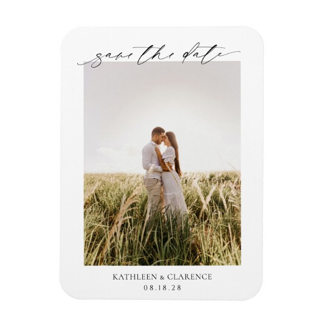 Klassisches Foto Elegante Hochzeit Save the Date Magnet (Vertikal)