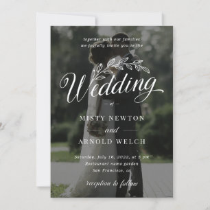 Klassisches Foto Rustikale Botanische Leaf-Hochzei Einladung