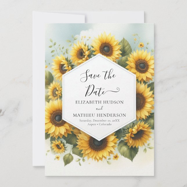 Klassisches Foto Sonnenblumenhochzeit Save The Date (Vorderseite)