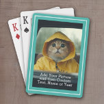 Klassisches Foto und Aquamariner Text Spielkarten<br><div class="desc">Eine lustige Möglichkeit,  Erinnerungen zu erfassen und sie mit Freunden zu teilen. Fügen Sie ein vertikales Foto und Ihre Lieblings-Beschriftung,  um ein cooles Geschenk für Freunde zu machen.</div>