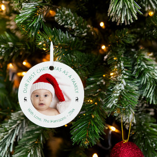 Klassisches Foto von unserem ersten Weihnachten al Ornament Aus Metall