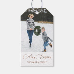 Klassisches Foto Weihnachten Weiß Geschenkanhänger