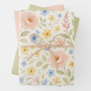 Klassisches französisches Blumenmuster des Shabby  Geschenkpapier Set