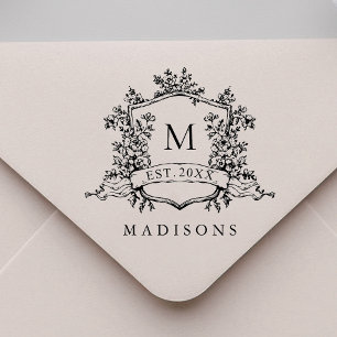 Klassisches französisches florales Wappen-Monogram Gummistempel