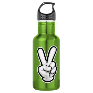 Klassisches Friedenshand-Symbol-Icon Edelstahlflasche