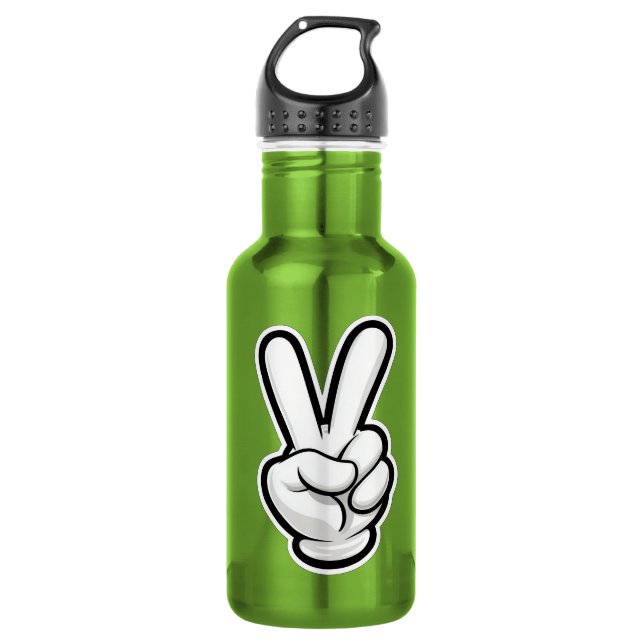Klassisches Friedenshand-Symbol-Icon Edelstahlflasche (Vorderseite)