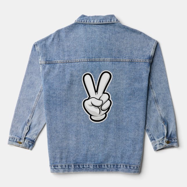 Klassisches Friedenshand-Symbol-Icon Jeansjacke (Rückseite)