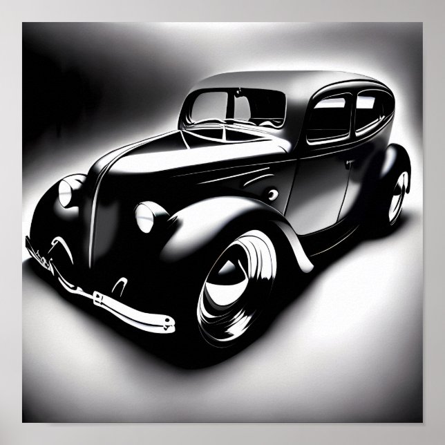 Klassisches Frisierte Auto / b&w / Poster (Vorne)