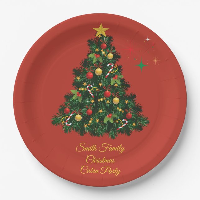 Klassisches Frohe Weihnachten Pappteller (Vorderseite)