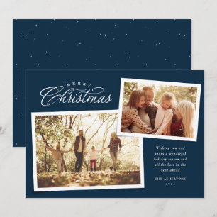 Klassisches Frohe Weihnachten-Skript mit zwei Foto Feiertagskarte