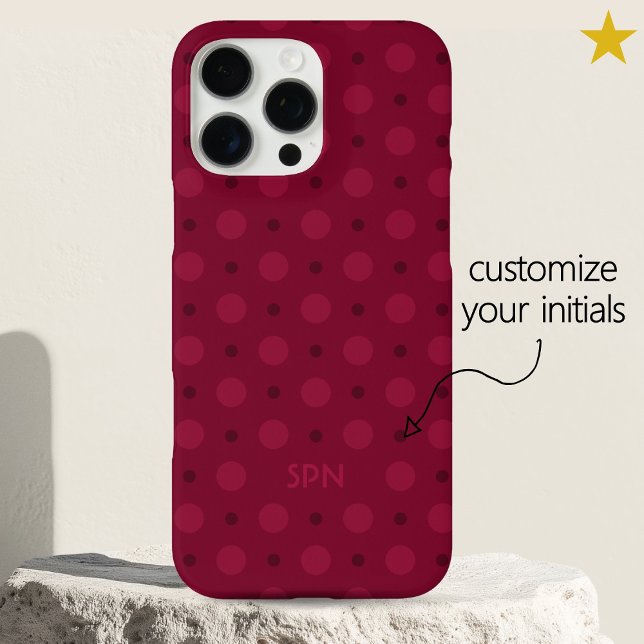 Klassisches Fuchsia-Rosa Punkte Custom Name Initia Case-Mate iPhone Hülle (Von Creator hochgeladen)