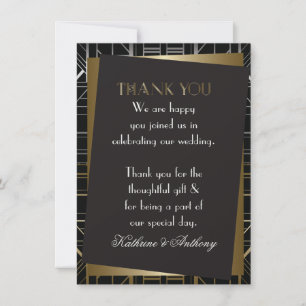 Klassisches Gatsby Deco Hochzeits-Dankeschön Einladung
