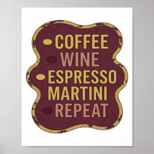 Klassisches Gelb KAFFEE WEIN ESPRESSO MARTINI WIED Poster