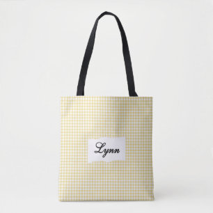 Klassisches Gelb & Weiß Gingham   Personalisierter