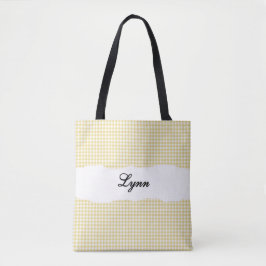 Klassisches Gelb & Weiß Gingham | Personalisierter