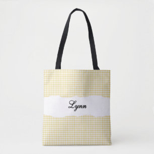 Klassisches Gelb & Weiß Gingham   Personalisierter